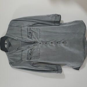 Lucky Brand Women's Charcoal Button-Up Tunic